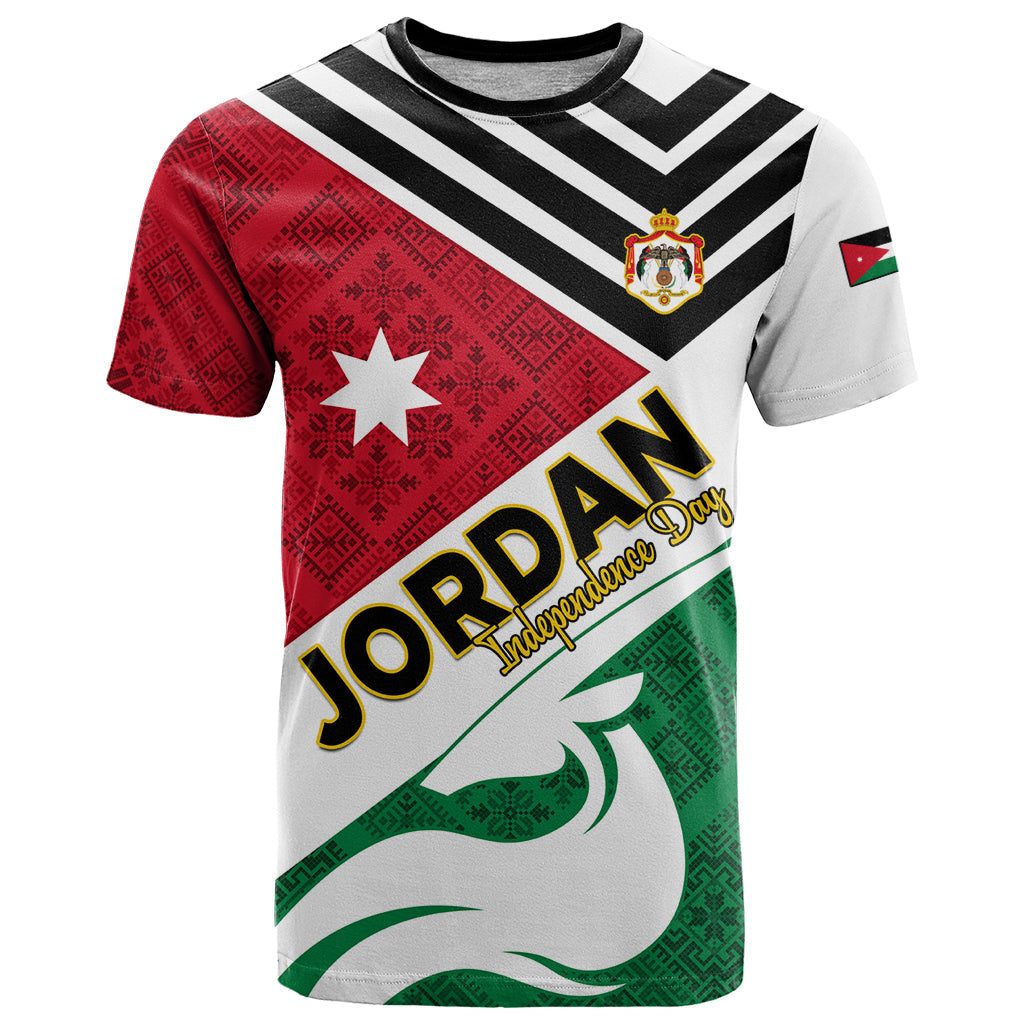 Jordan Independence Day T-Shirt Jordanie Folk Pattern Flag Style Graphic Tee