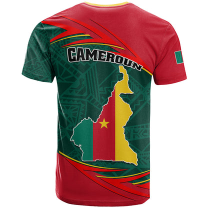 Cameroon T-Shirt Cameroun Coat Of Arms Mix African Pattern Graphic Tee