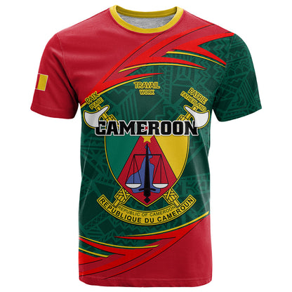 Personalised Cameroon T-Shirt Cameroun Coat Of Arms Mix African Pattern Graphic Tee