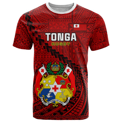 Tonga Rugby T-Shirt Tongan Ngatu Pattern Black Version Graphic Tee