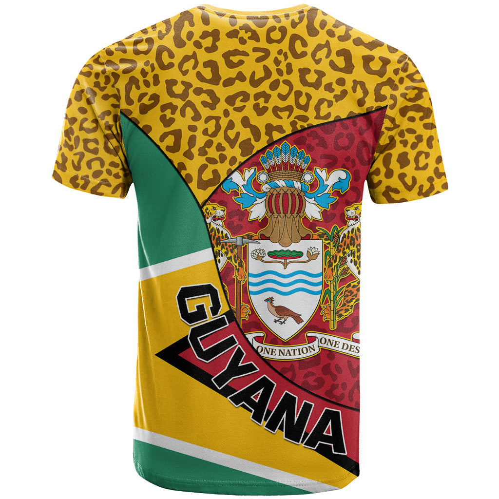 Guyana Republic Day T-Shirt Coat Of Arms Leopard Pattern Graphic Tee