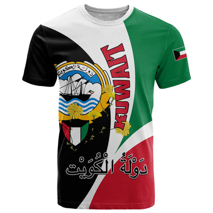 Kuwait National Day T-Shirt Kuwayt Coat Of Arms Arfaj Flower Graphic Tee