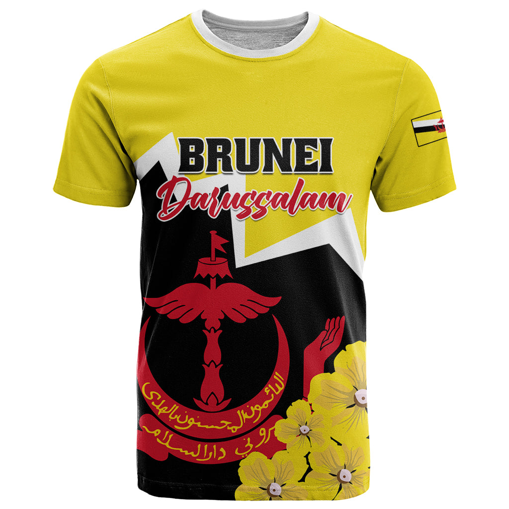 Brunei Darussalam National Day T-Shirt Coat Of Arms Simpor Flower Graphic Tee