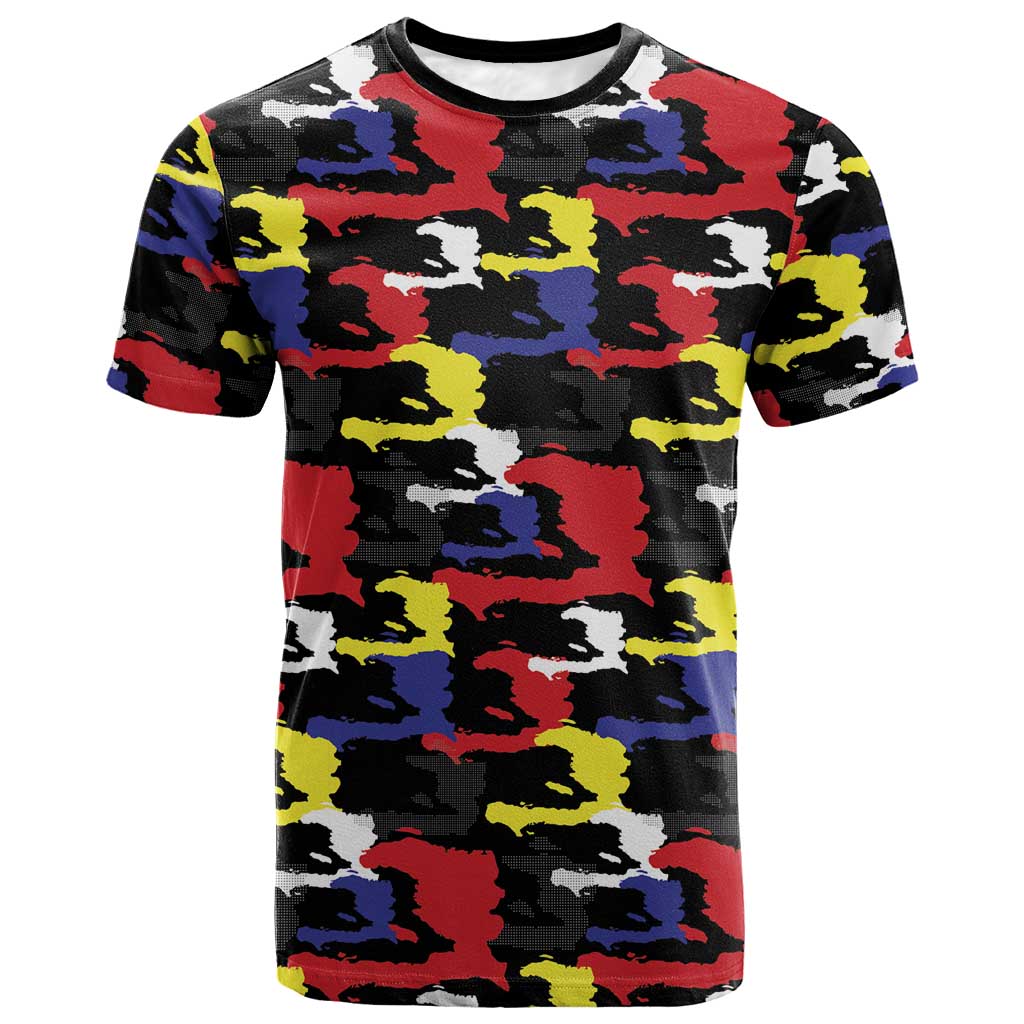 Haiti Map Camouflage Colorful T-Shirt Graphic Tee