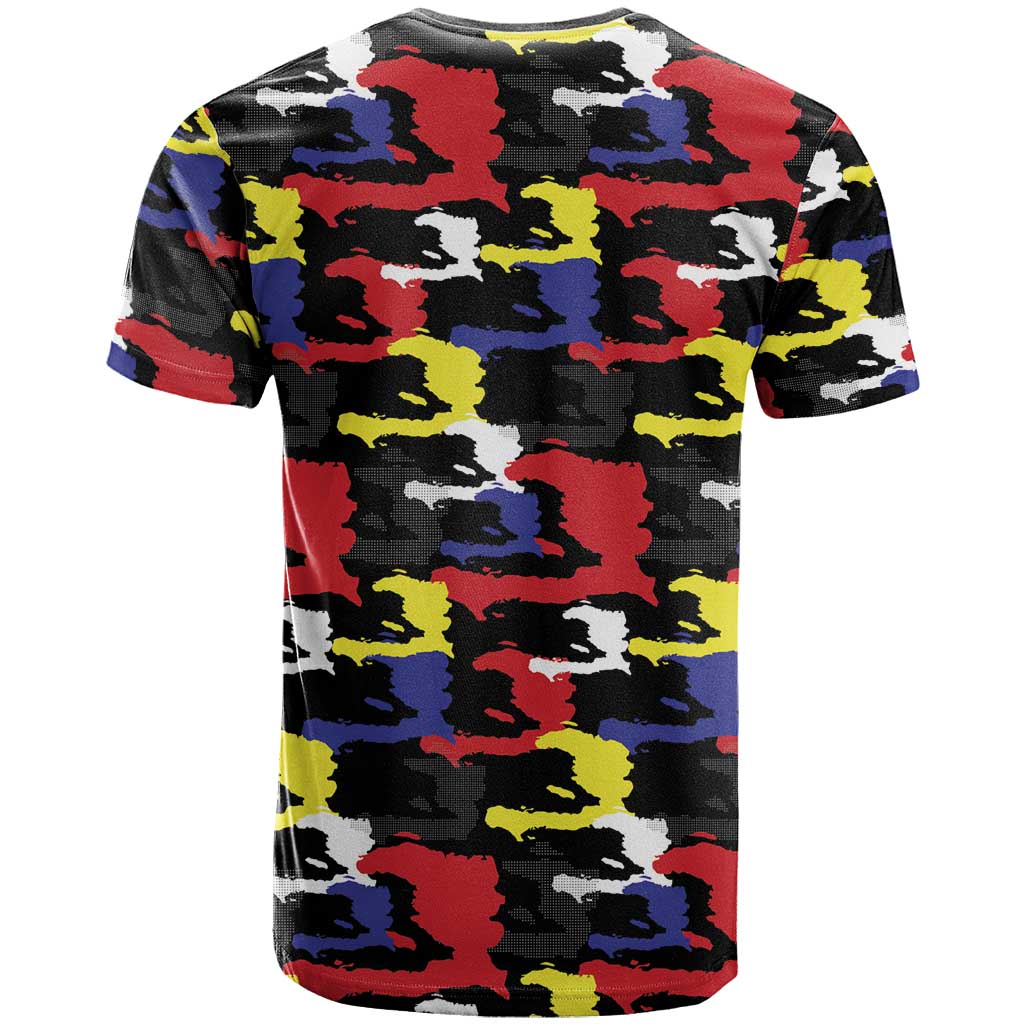 Haiti Map Camouflage Colorful T-Shirt Graphic Tee