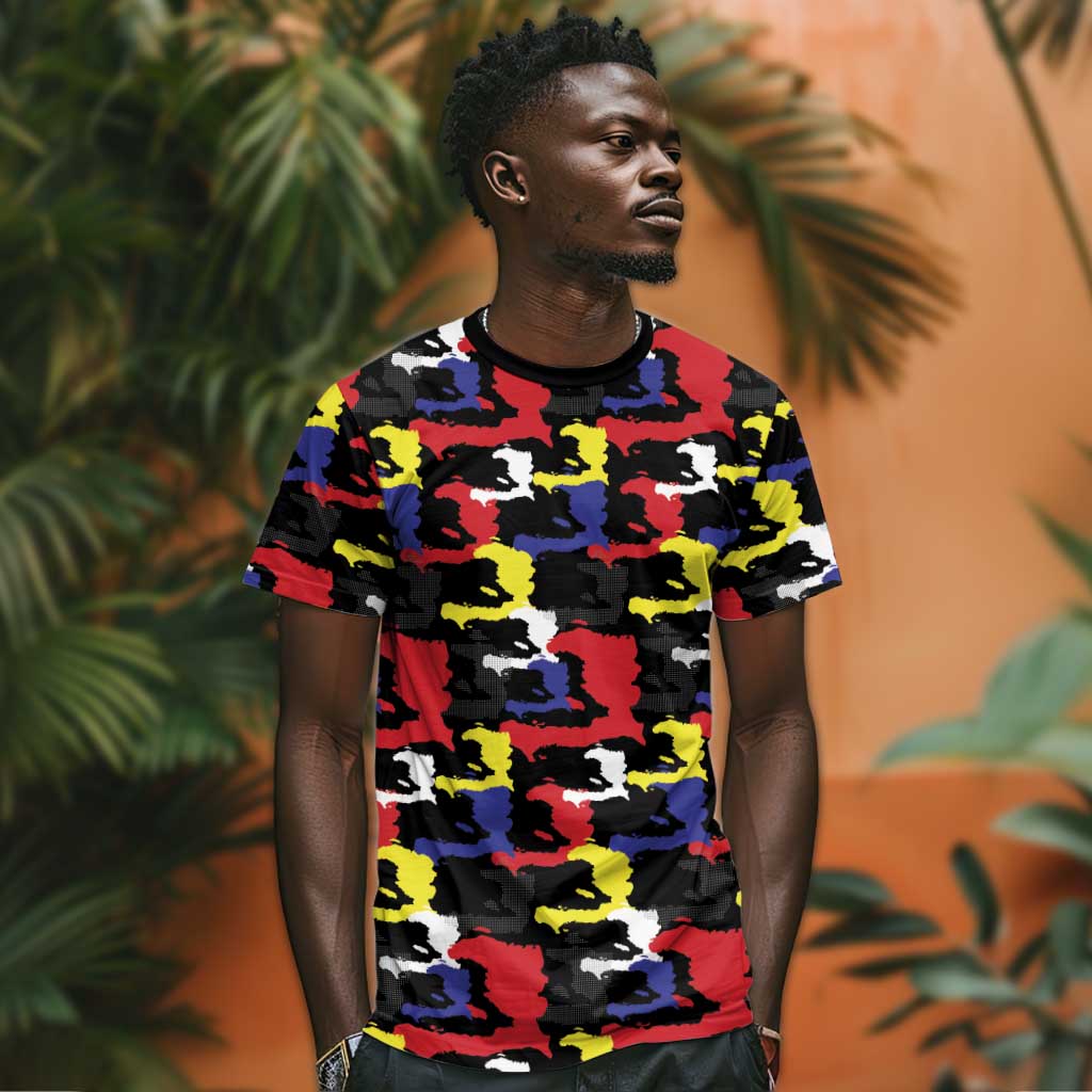 Haiti Map Camouflage Colorful T-Shirt Graphic Tee