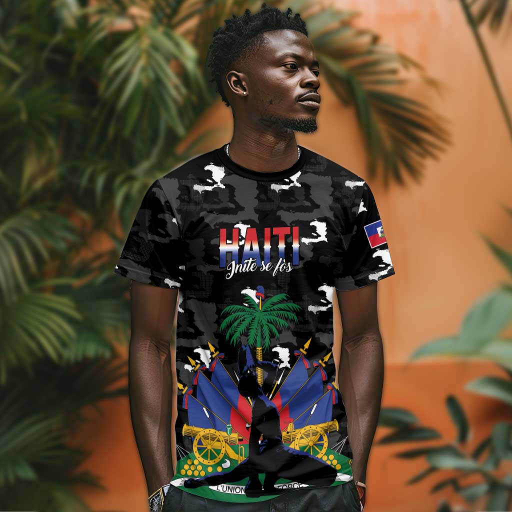 Personalized Haiti Map Camouflage T-Shirt Unique Style Graphic Tee