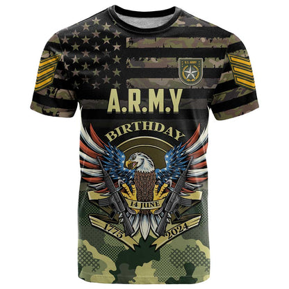 Personalized ARMY Birthday 2024 T-Shirt US 249th Anniversary Graphic Tee