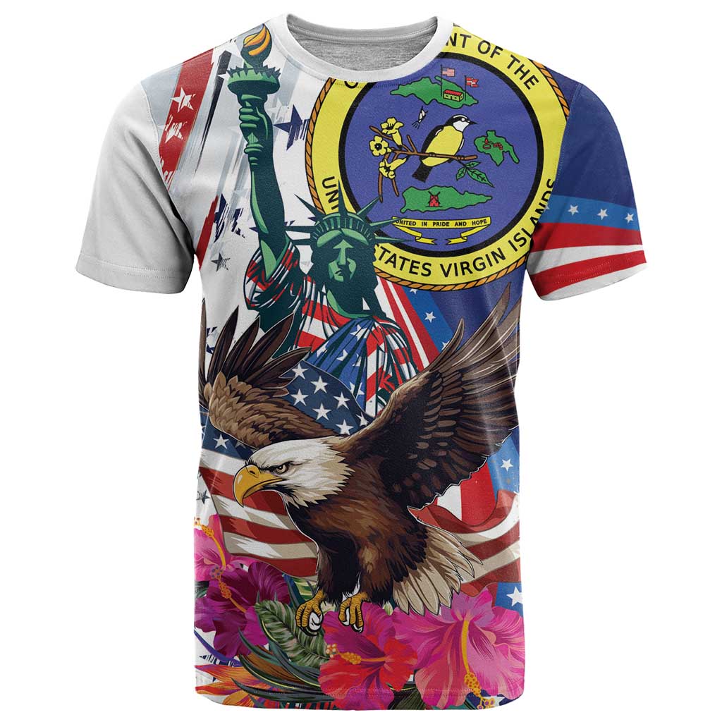 Personalized US Virgin Islands 4th of July T-Shirt US Eagle Statue of Liberty Graphic Tee