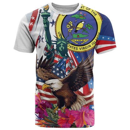 Personalized US Virgin Islands 4th of July T-Shirt US Eagle Statue of Liberty Graphic Tee