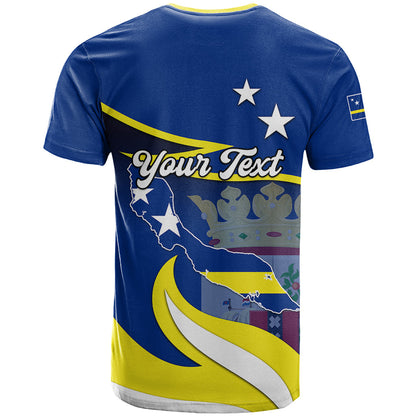 Custom Curacao T-Shirt Coat Of Arms With Map Special Version Graphic Tee
