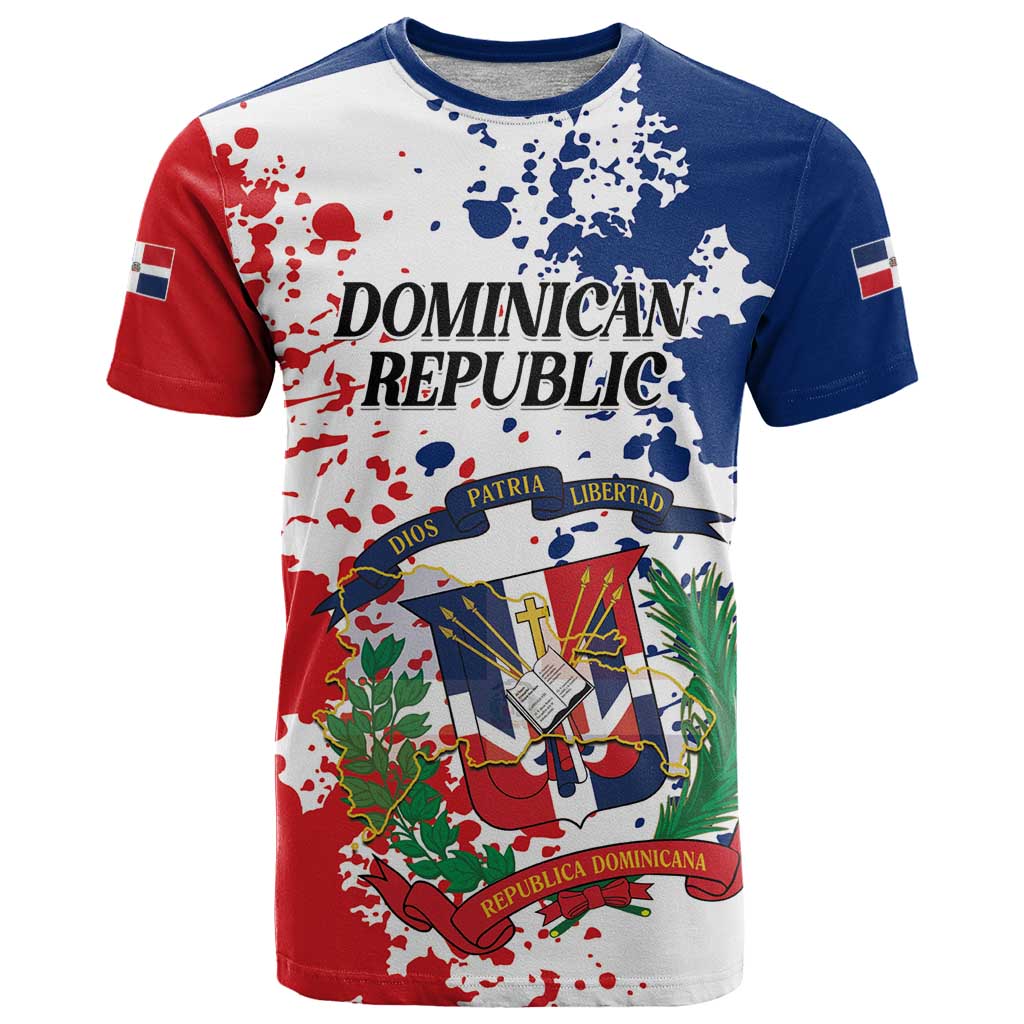 Personalized Dominican Republic Restoration Day T-Shirt Coat Of Arms Flag Colors Graphic Tee