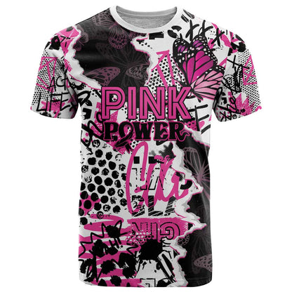 Personalized Pink Power Graffiti T-Shirt Breast Cancer Awareness Graphic Tee