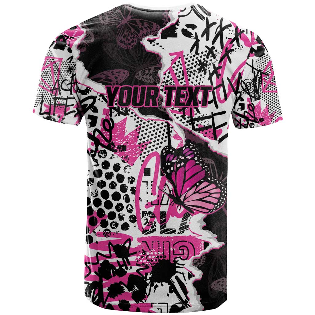 Personalized Pink Power Graffiti T-Shirt Breast Cancer Awareness Graphic Tee