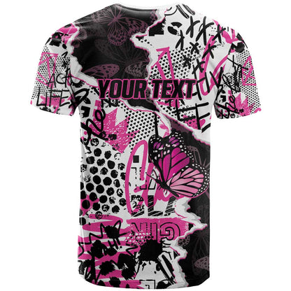 Personalized Pink Power Graffiti T-Shirt Breast Cancer Awareness Graphic Tee