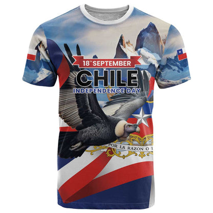 Personalized Chile Independence Day 18th September T-Shirt Andean Condor Flying Graphic Tee