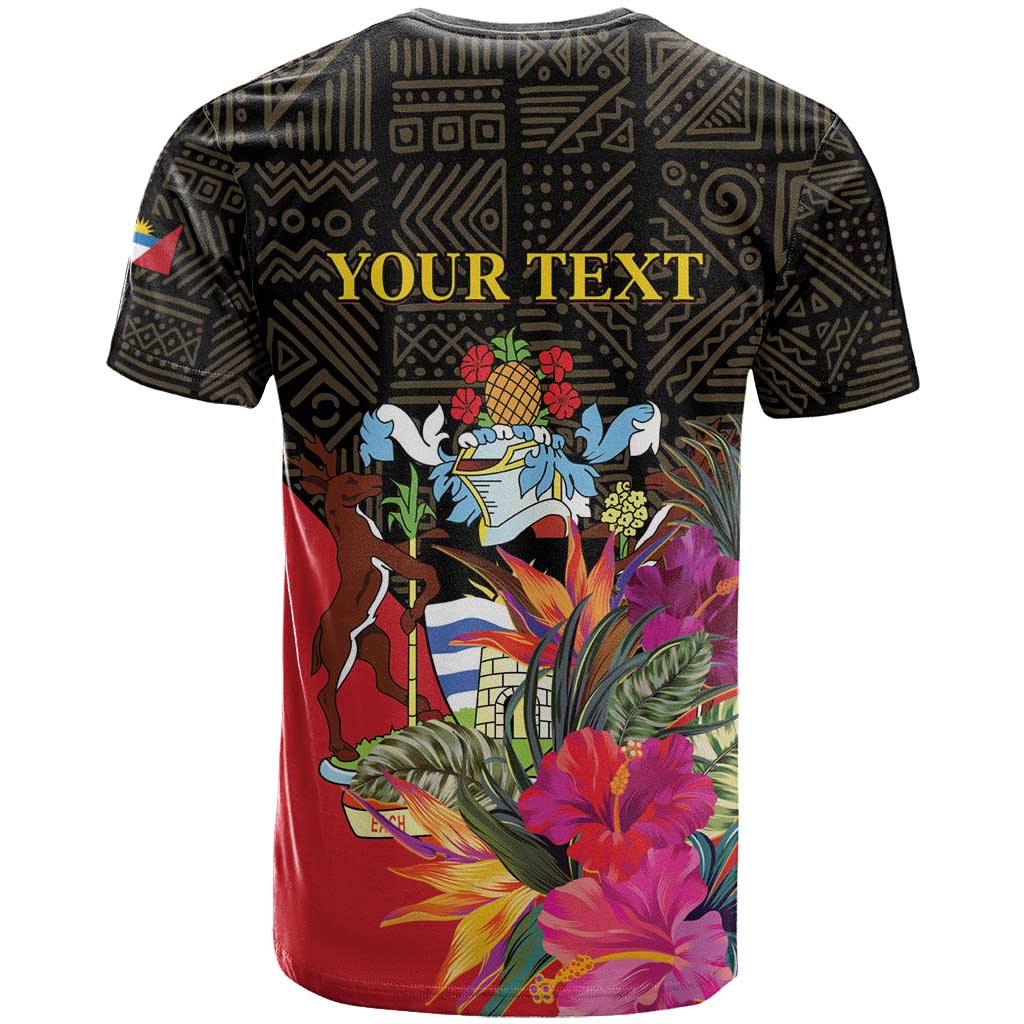 Personalized Antigua and Barbuda T-Shirt Fallow Deer Tropical Bouquet Graphic Tee