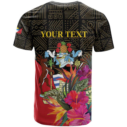 Personalized Antigua and Barbuda T-Shirt Fallow Deer Tropical Bouquet Graphic Tee