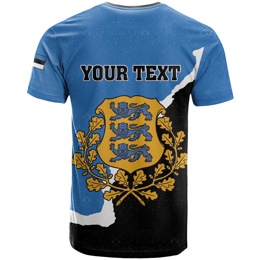 Personalised Estonia T-Shirt Grey Wolf Cyanus Flowers Graphic Tee