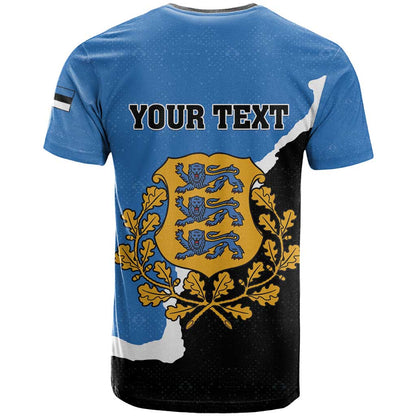 Personalised Estonia T-Shirt Grey Wolf Cyanus Flowers Graphic Tee