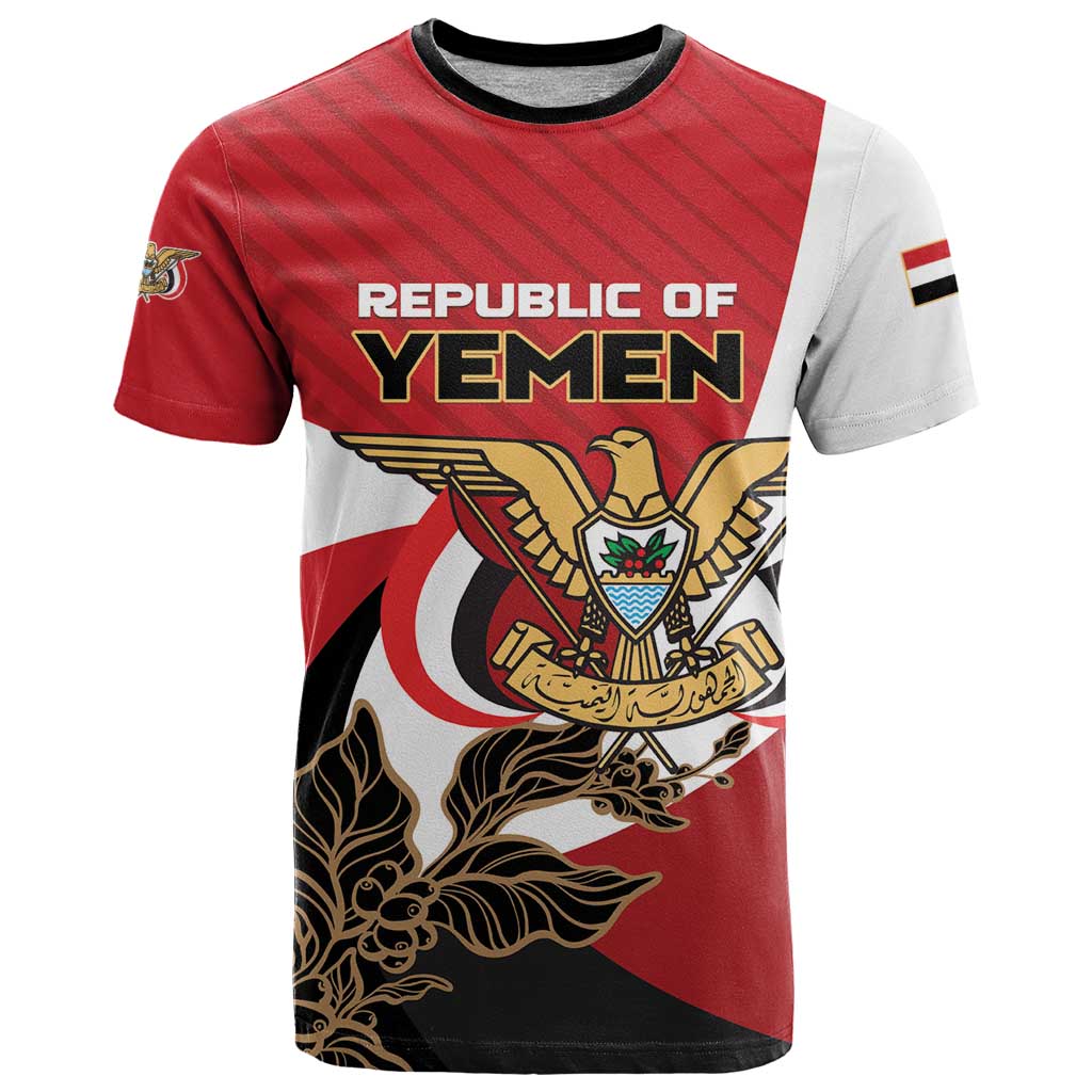 Personalized Republic of Yemen T-Shirt Yamaniyyatu Coat of Arms Graphic Tee