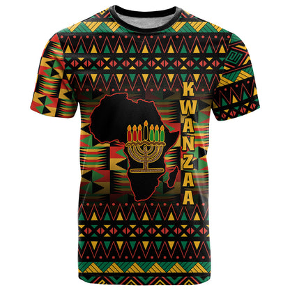 Kwanzaa Festival T-Shirt Kinara Candles African Pattern Graphic Tee