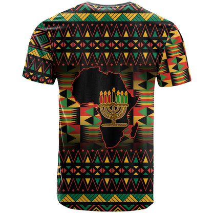 Kwanzaa Festival T-Shirt Kinara Candles African Pattern Graphic Tee
