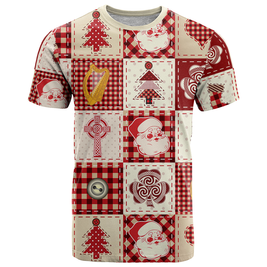 Ireland Christmas T-Shirt Irish Celtic Xmas Patchwork Style Graphic Tee