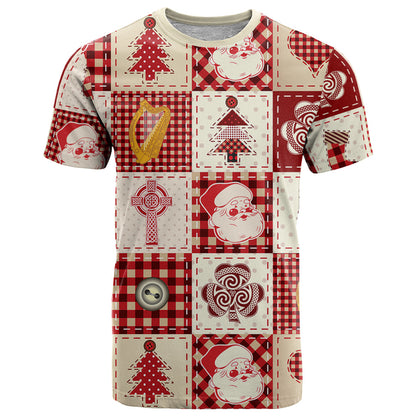 Ireland Christmas T-Shirt Irish Celtic Xmas Patchwork Style Graphic Tee