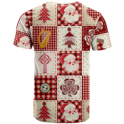 Ireland Christmas T-Shirt Irish Celtic Xmas Patchwork Style Graphic Tee
