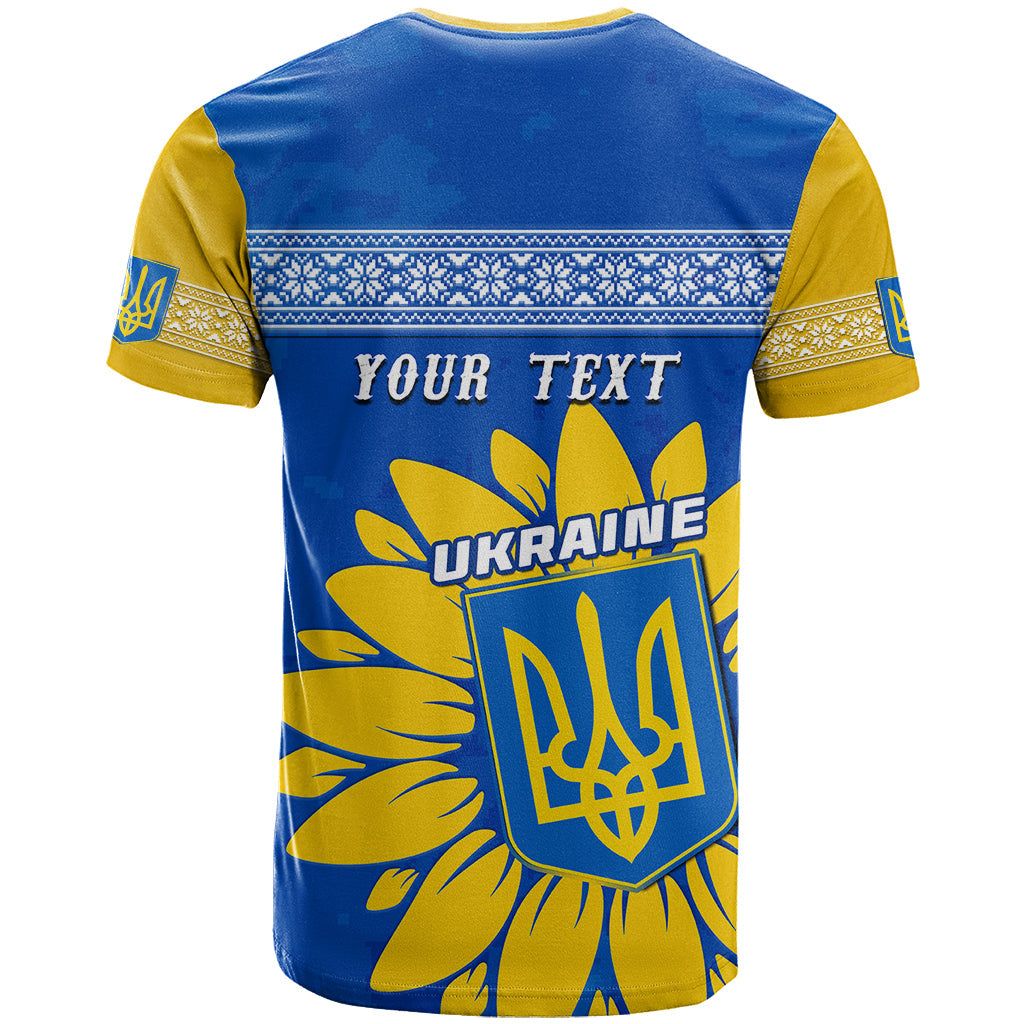 Personalised Ukraine T-Shirt Ukrainian Coat Of Arms With Sunflower Graphic Tee