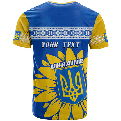 Personalised Ukraine T-Shirt Ukrainian Coat Of Arms With Sunflower Graphic Tee