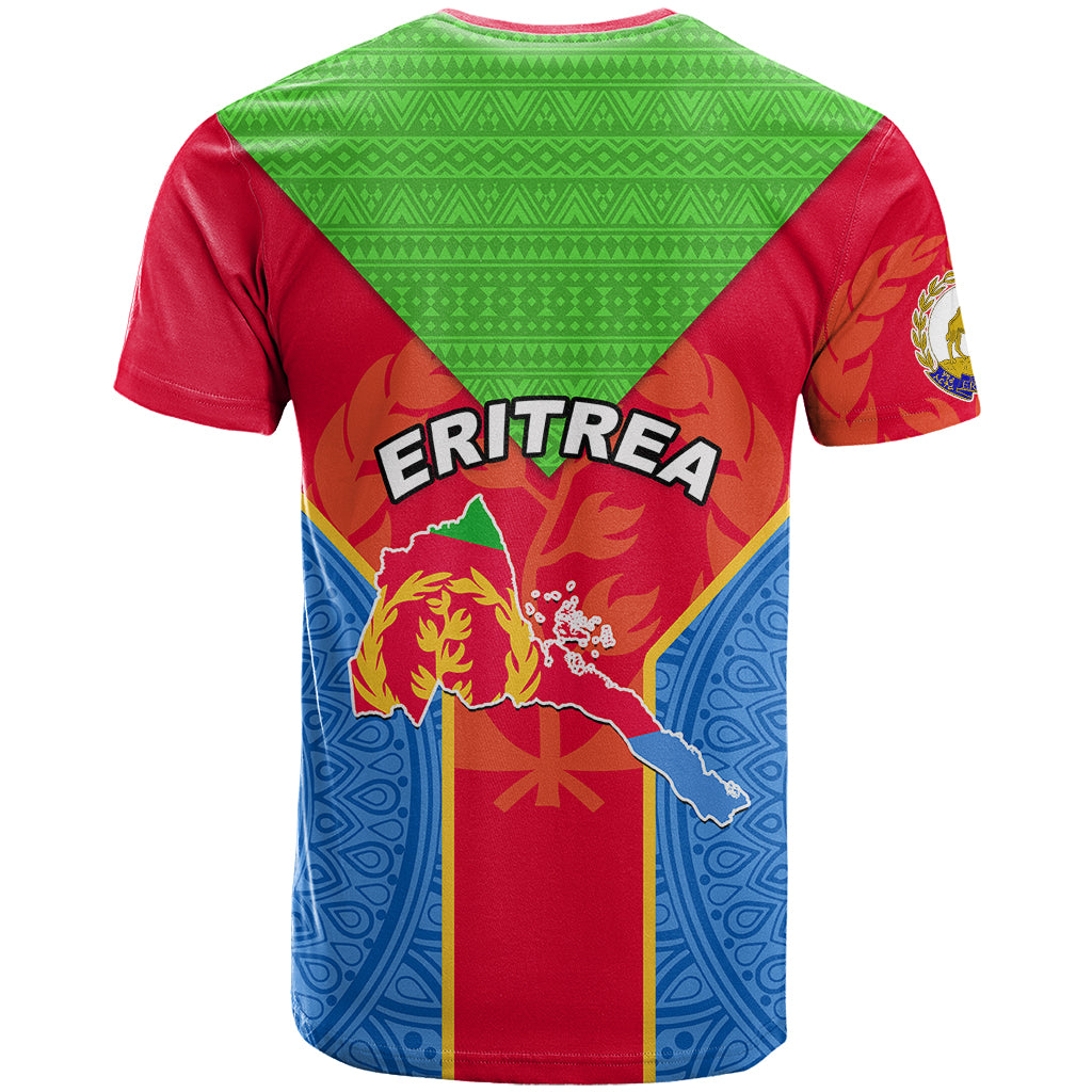Eritrea T-Shirt Eritrean Emblem Flag Mix African Pattern Graphic Tee