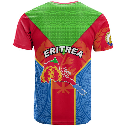Eritrea T-Shirt Eritrean Emblem Flag Mix African Pattern Graphic Tee