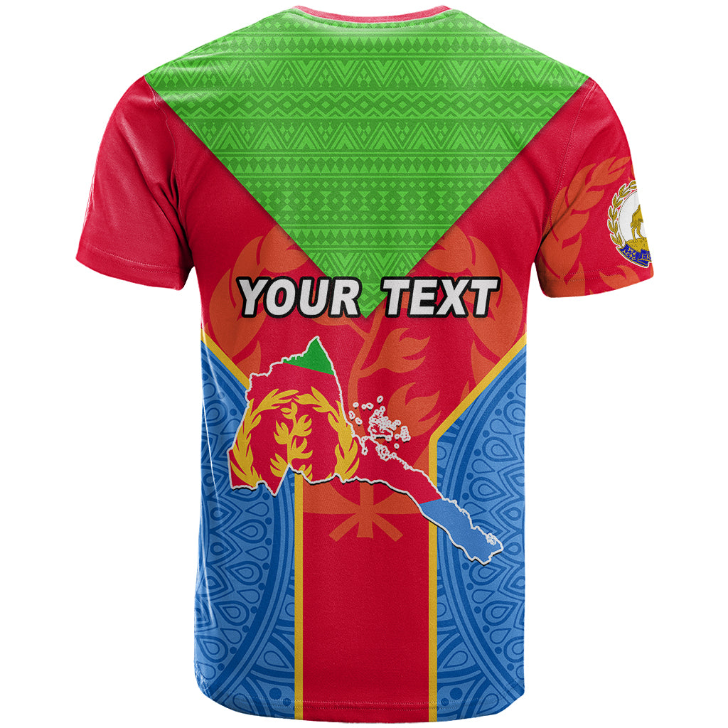 Custom Eritrea T-Shirt Eritrean Emblem Flag Mix African Pattern Graphic Tee