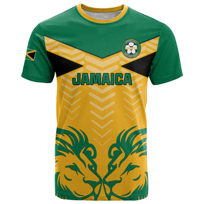 Personalised Jamaica Football T-Shirt Reggae Girlz Lion Sporty Style Graphic Tee