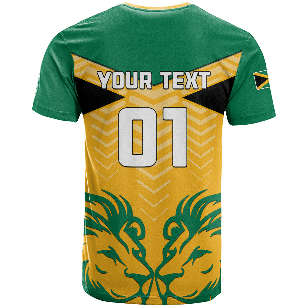 Personalised Jamaica Football T-Shirt Reggae Girlz Lion Sporty Style Graphic Tee