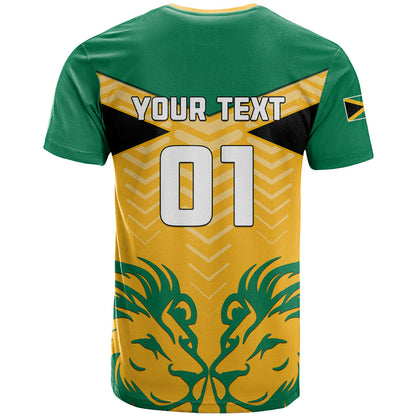 Personalised Jamaica Football T-Shirt Reggae Girlz Lion Sporty Style Graphic Tee