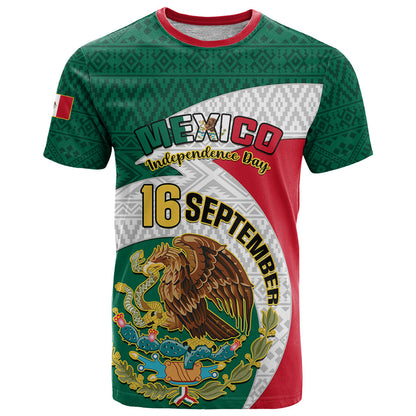 Personalised Mexico Independence Day T-Shirt Mexican Aztec Pattern Graphic Tee