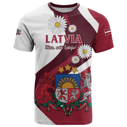 Personalized Latvia T-Shirt Dievs sveti Latviju Graphic Tee