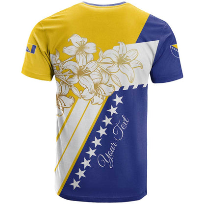 Personalized Bosnia and Herzegovina T-Shirt Stars With Golden Lily Graphic Tee