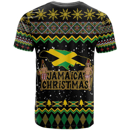 Jamaican Christmas T-Shirt - Rastafarian Lion with Xmas Elements Reggae Style Graphic Tee