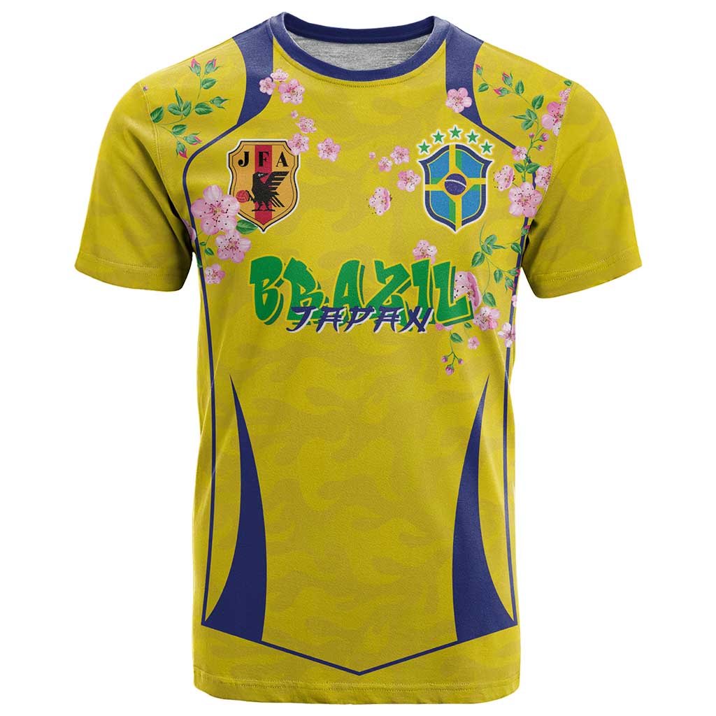 Custom Brazil Mashup Japan Football Cultural T-Shirt Graphic Tee