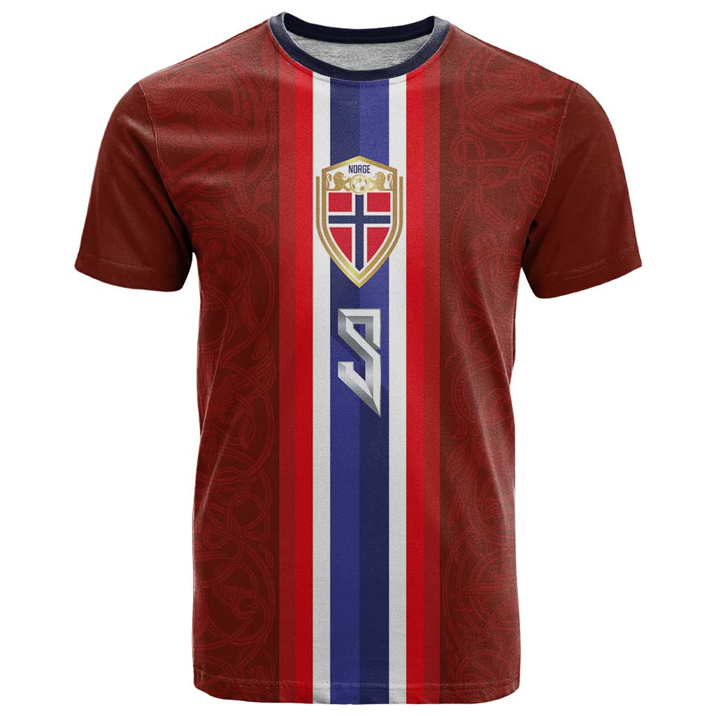 Custom Norwegian Football T-Shirt Norse Inspired Red Color Graphic Tee