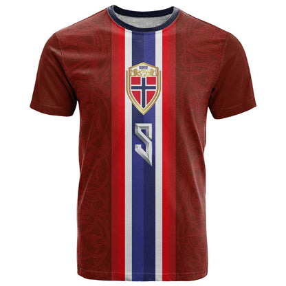 Custom Norwegian Football T-Shirt Norse Inspired Red Color Graphic Tee