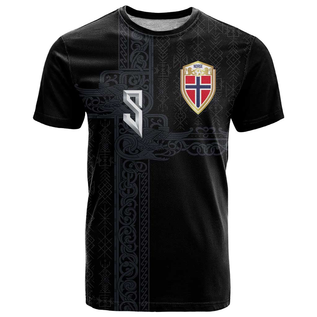 Custom Norwegian Football T-Shirt Norse Inspired Black Color Graphic Tee