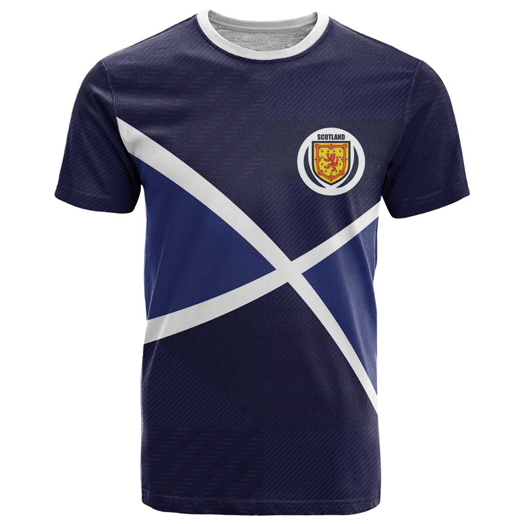 Custom Scotland Football T-Shirt Tartan Patchwork Pattern Scottish Saltire Flag Style Graphic Tee