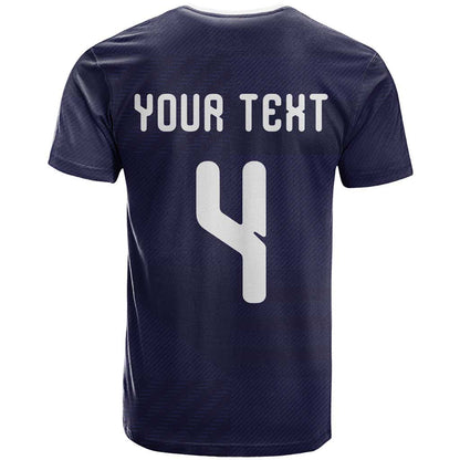 Custom Scotland Football T-Shirt Tartan Patchwork Pattern Scottish Saltire Flag Style Graphic Tee