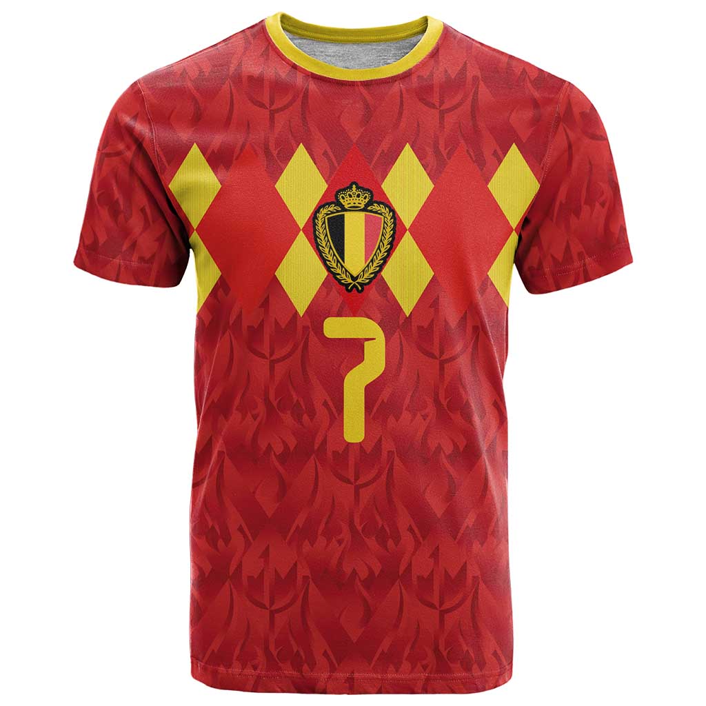 Custom Belgium Football T-Shirt Fiery Devil Motif Graphic Tee