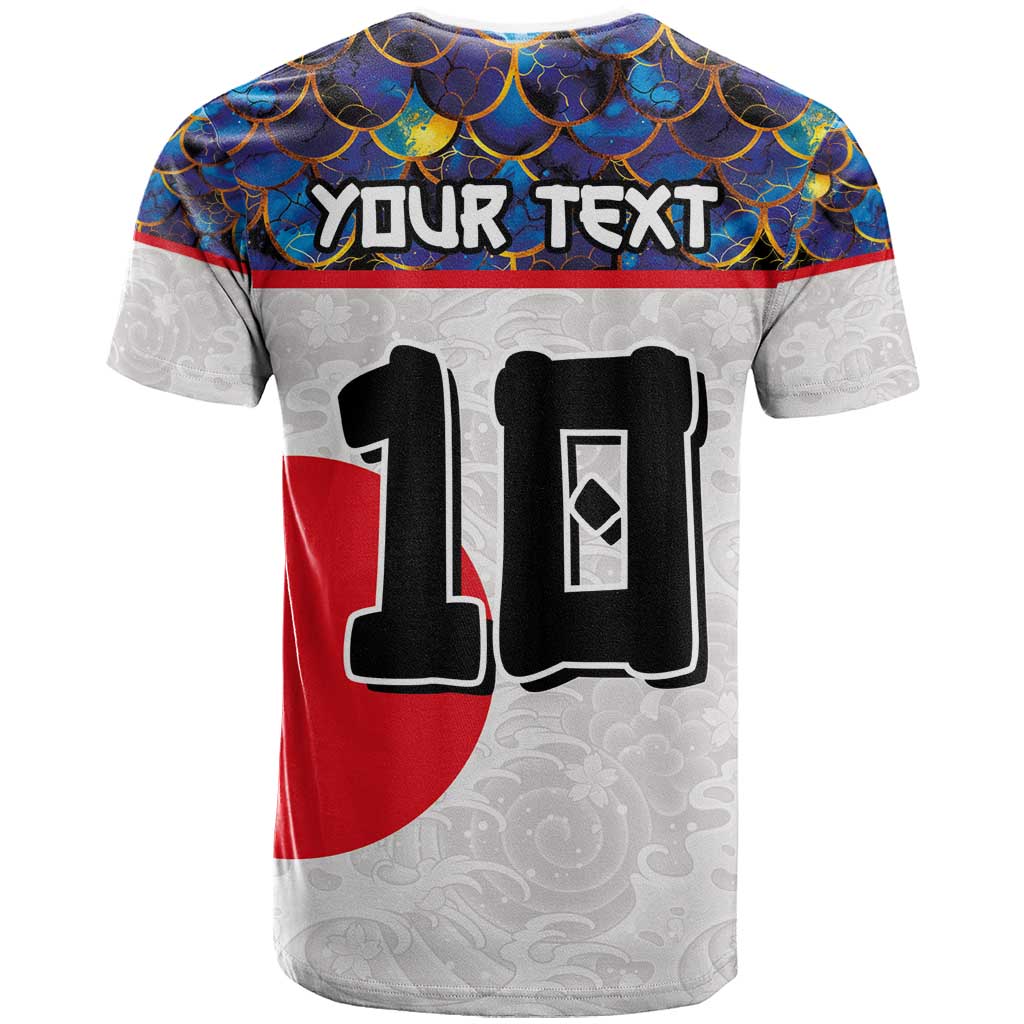 Custom Japan Football T-Shirt Seigaiha and Sun Graphic Tee